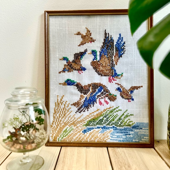 Vintage Other - Vintage Ducks Cross Stitch Picture